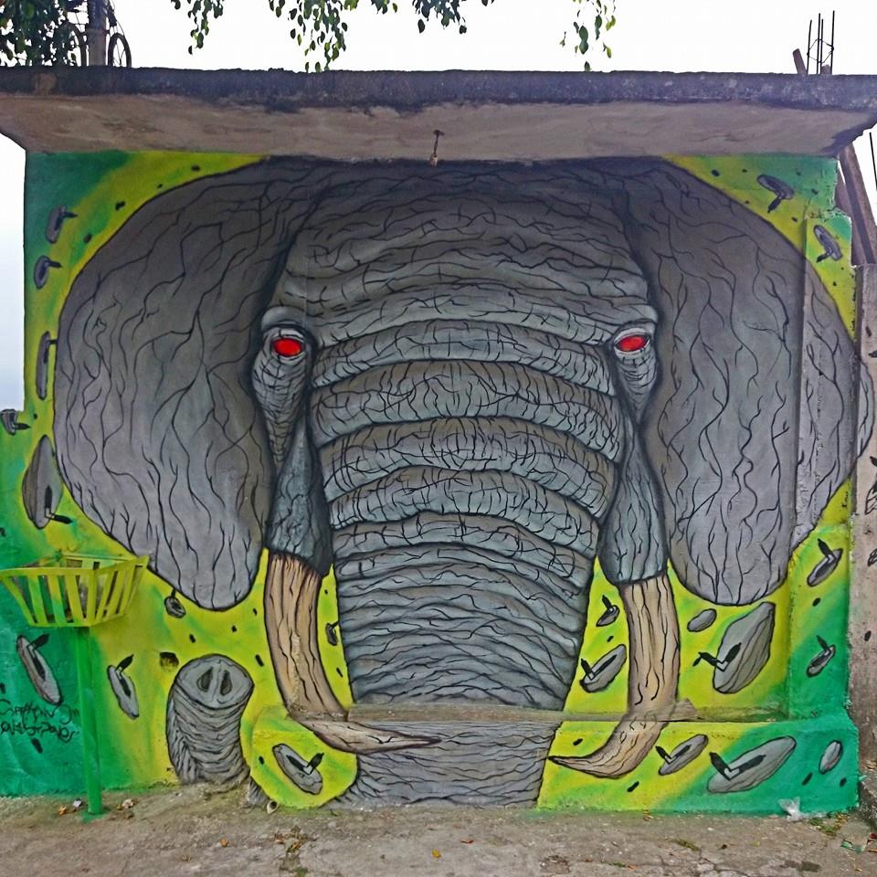 sapiens mural elefante