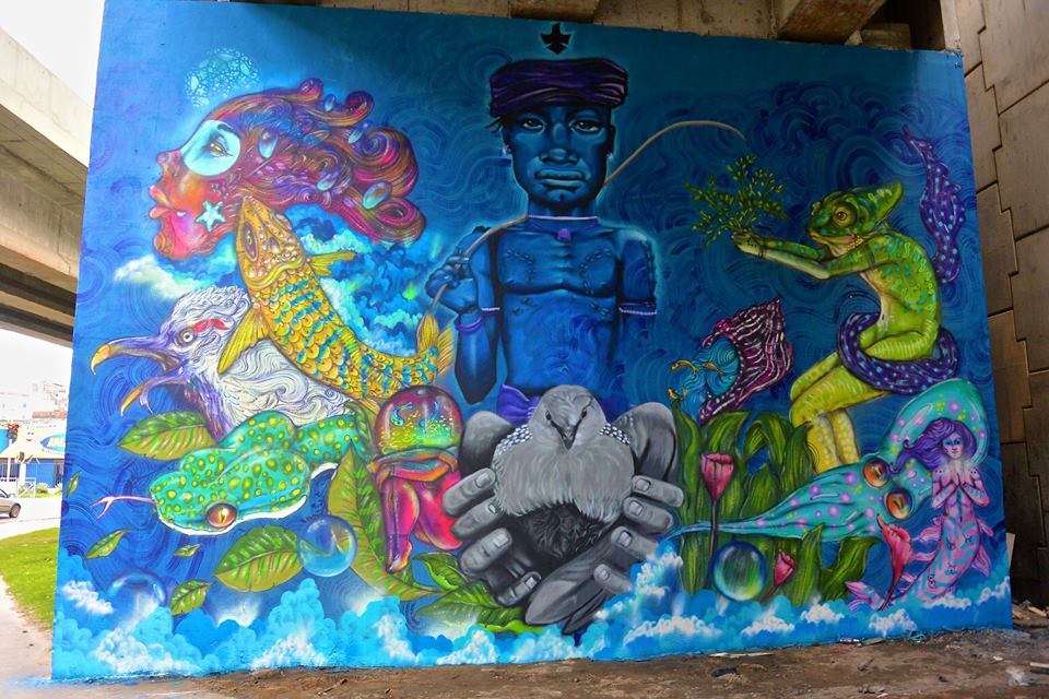 LeandroWith Oliveira e calangos - mural graffiti